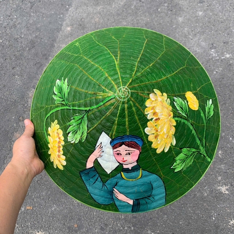 Nón lá bằng sen vẽ hoa - Nón lá sen chắc chắn (mẫu đẹp)