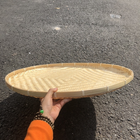 Mẹt trắng to 60cm cạp mây - Mẹt tre đựng đồ trang trí decor thân thiện môi trường