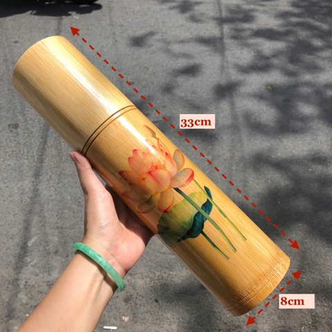 Ống đựng nhang bằng tre - Ống tre cắm nhang đẹp có khắc hoa sen