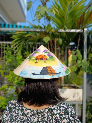 Nón lá Huế vẽ trang trí decor phong cách đồng quê -  Nón lá biểu diễn văn nghệ nhiều kích thước