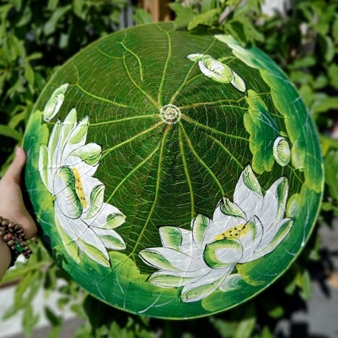 Nón lá bằng sen vẽ hoa - Nón lá sen chắc chắn (mẫu đẹp)