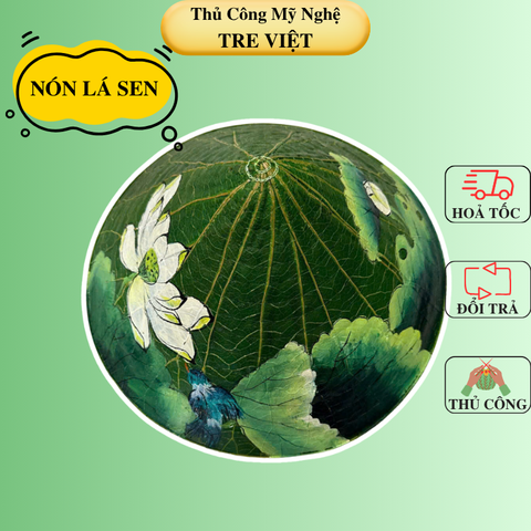 Nón lá bằng sen vẽ hoa - Nón lá sen chắc chắn (mẫu đẹp)