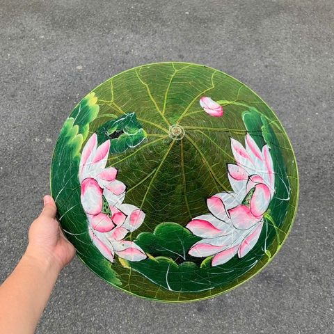 Nón lá bằng sen vẽ hoa - Nón lá sen chắc chắn (mẫu đẹp)