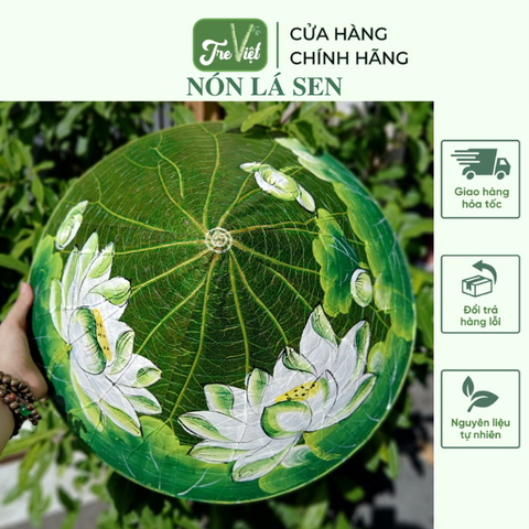 Nón lá bằng sen vẽ hoa - Nón lá sen chắc chắn (mẫu đẹp)