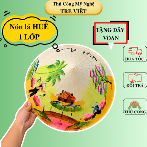 Nón lá Huế vẽ trang trí decor phong cách đồng quê -  Nón lá biểu diễn văn nghệ nhiều kích thước