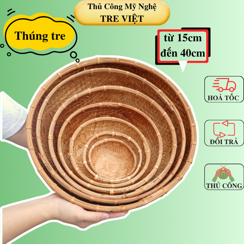 Thúng tre hun khói nhiều kích thước- Winnowing Basket