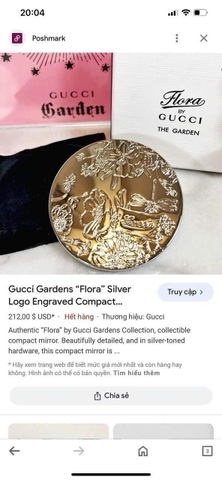 PHỤ KIỆN CHÍNH HÃNG - Gương Gucci Gardens Engraved Compact Gifl Authentic - Flora