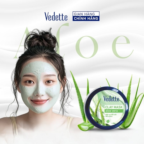 Mặt nạ đất sét Vedette Nha Đam 145g hút dầu thừa và chất bẩn trên da, cấp ẩm và làm dịu da. Dùng cho mọi loại da. Mặt nạ đất sét Vedette Nha Đam 145g hút dầu thừa và chất bẩn trên da, cấp ẩm và làm dịu da. Dùng cho mọi loại da.