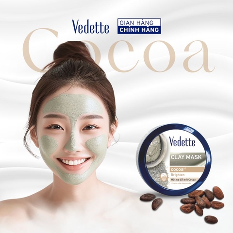Mặt nạ đất sét Vedette Cocoa (Bùn non) 145g hút dầu thừa, chất bẩn từ sâu trong lỗ chân lông, giúp da trông tươi sáng hơn. Dùng cho da dầu/ da hỗn hợp Mặt nạ đất sét Vedette Cocoa (Bùn non) 145g hút dầu thừa, chất bẩn từ sâu trong lỗ chân lông, giúp da trông tươi sáng hơn. Dùng cho da dầu/ da hỗn hợp