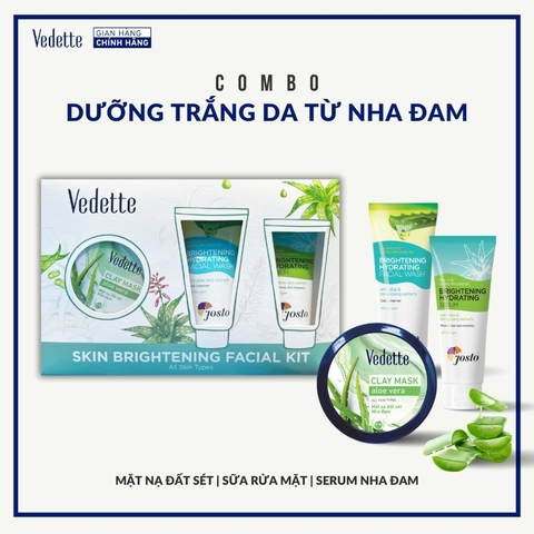 Bộ 3 sản phẩm dưỡng ẩm sáng da tinh chất nha đam Vedette Bộ 3 sản phẩm dưỡng ẩm sáng da tinh chất nha đam Vedette