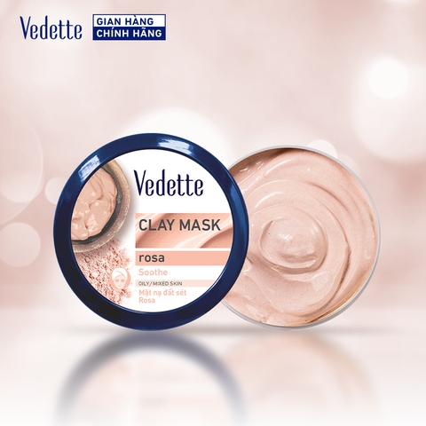 Mặt nạ đất sét Vedette Rosa 145g hút dầu thừa, chất bẩn từ sâu trong lỗ chân lông và làm dịu da. Dùng cho da dầu/ da hỗn hợp và da nhạy cảm. Mặt nạ đất sét Vedette Rosa 145g hút dầu thừa, chất bẩn từ sâu trong lỗ chân lông và làm dịu da. Dùng cho da dầu/ da hỗn hợp và da nhạy cảm.