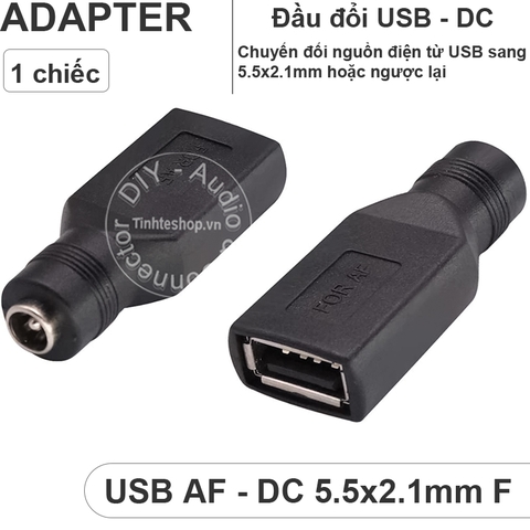 Giắc chuyển nguồn DC chân tròn ra USB - 5.5x2.1mm to USB female DC power adapter