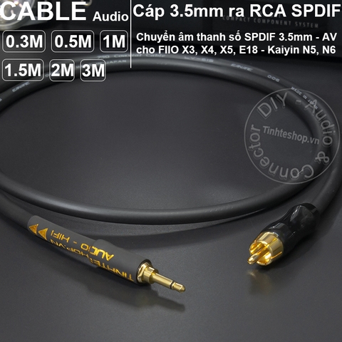 Cáp 3.5 coaxial SPDIF cho DAC FIIO X3 X4 X5 E18 Kayin N5 N6 Mojo DIY 0.3M đến 3M