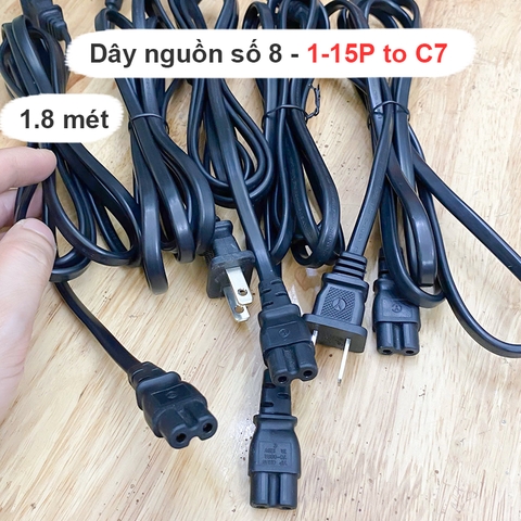 Dây nguồn số 8 dài 1.8 mét cho Smart TV Đài Catset Nồi cơm mini - 1-15P to C7 power cord
