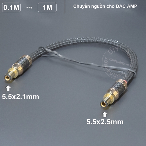 Dây nguồn DAC AMP 5.5x2.5mm sang 5.5x2.1mm lõi đồng mạ bạc - Audio power cable