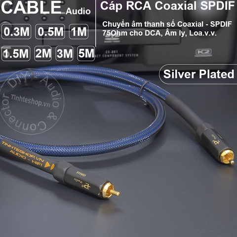 Dây coaxial SPDIF 75 Ohm lõi đồng mạ bạc DIY dài 0.3 mét tới 5 mét - Coaxial 75 Ohm cable