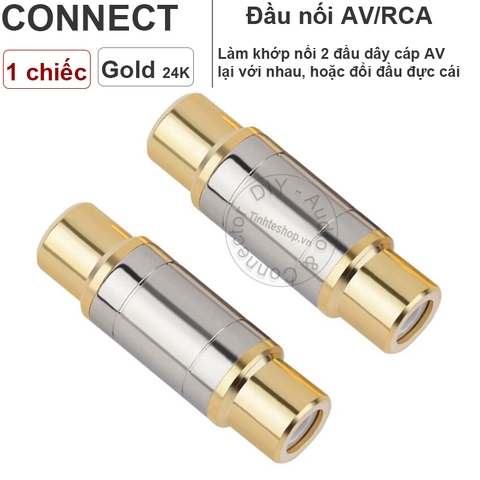Đầu nối dây AV nhân đồng mạ vàng 24K 1 chiếc - RCA female to female jack plug