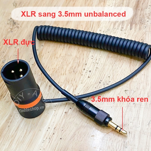 Cáp 3.5 khóa ren sang canon đực cắm micro không dây Azden Boya Saramonic vào Máy quay phim Mixer