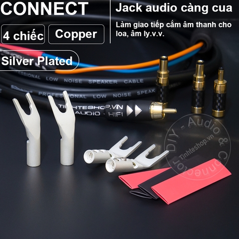 Jack càng cua đồng mạ bạc 4 chiếc - Silver-plated copper Y-type Speaker jack