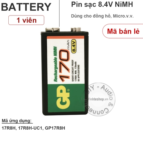 Pin sạc 8.4V 170mAh NiMH 17R8H 6L22 GP 1 viên - 9V NiMH rechargeable battery 170mAh
