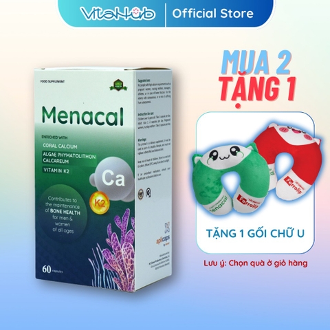 Viên uống bổ sung Canxi, vitamin K2 và D3 Aplicaps Menacal hộp 60 viên