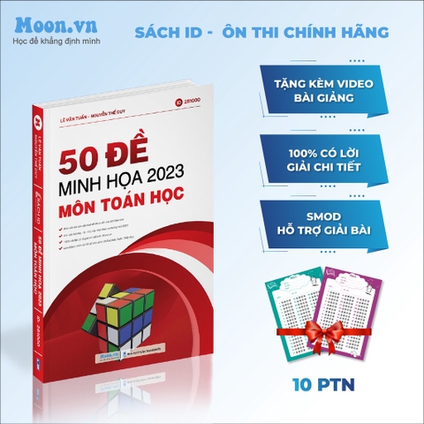 Sách Bộ đề minh họa môn toán ôn thi THPT quốc gia bản 2023 Moonbook, luyện đề thi đại học toán lớp 12