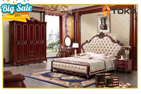 Nội thất phòng ngủ tân cổ điển màu gỗ cho phòng ngủ sang trọng