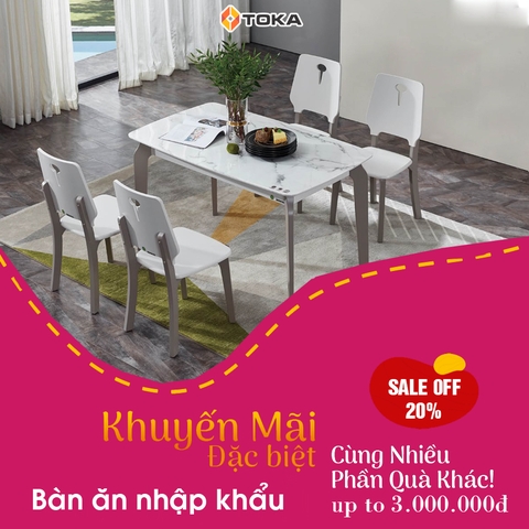 Bàn ăn 4 ghế nhập khẩu cho chung cư hiện đại