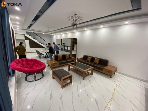 BÀN GIAO BỘ SOFA GỖ HƯƠNG + BÀN ĂN NHẬP KHẨU A19 TẠI NHÀ KHÁCH HÀNG