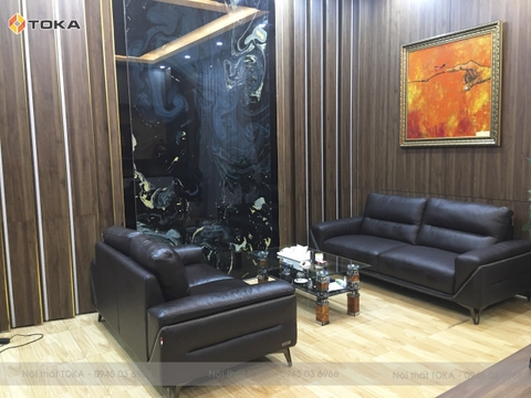 Nét sang trọng sofa da thật Ý tại VP chủ tịch Công ty CP Tập Đoàn Tiến Bộ Thái Nguyên