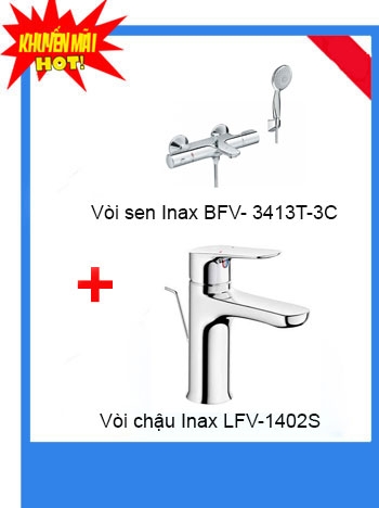 Combo vòi chậu Inax LFV – 1402S + Sen tắm Inax BFV-3413T-3C