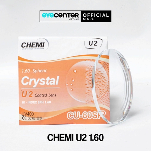Tròng Kính Chemi U2 Chiết Suất 1.60 Crystal UV chống chói