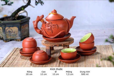 Ấm Chén Tử Sa Đắp Cây Tùng