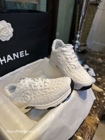 Chanel CC Embossed Logo White Suede