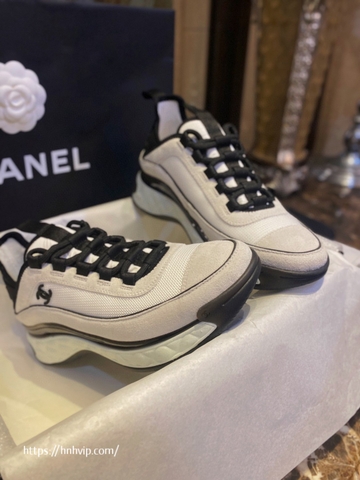Chanel Black and White Suede Calfskin Sneaker G39070