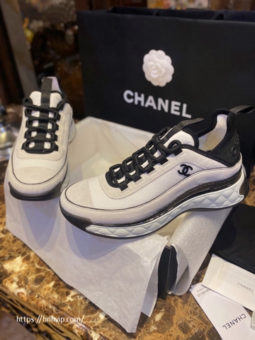 Chanel Black and White Suede Calfskin Sneaker G39070