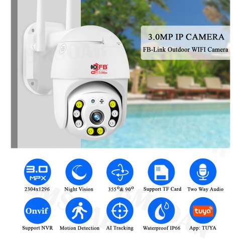 Camera IP Wifi FB-LINK TY301 3.0MP (Phần mềm Tuya, Quay theo chuyển động, Đàm thoại 2 chiều)