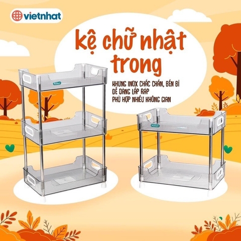 Kệ chữ nhật trong suốt 2 tầng Hokori