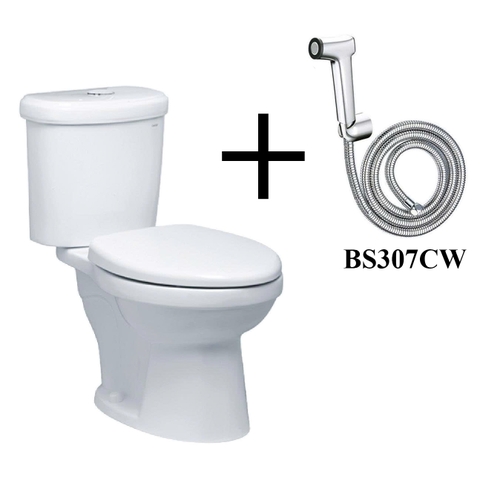 Bồn cầu 2 khối Caesar CT1338 xả 1 nhấn nắp thường