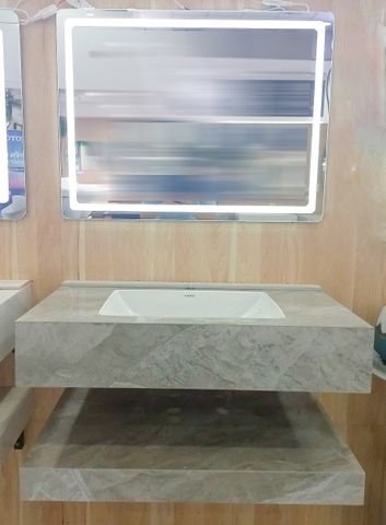 Bộ Lavabo tủ đá bóng Caro CA-025 gương led 8 tấc tràn viền