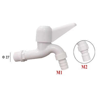 Vòi hồ nước lạnh KSN nhựa PP VN 132-T1 trắng phi 27