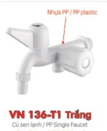Củ sen nước lạnh nhựa KSN VN 136-T1 trắng