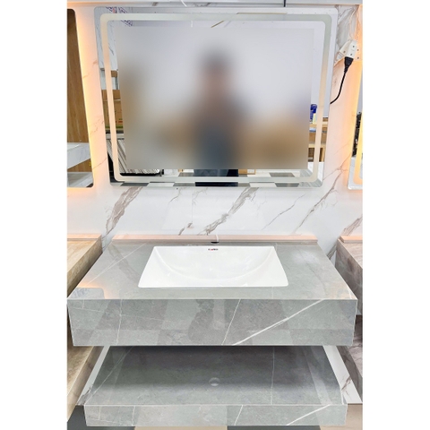 Bộ Lavabo tủ đá bóng Caro CA-023 bóng gương led 8 tấc tràn viền