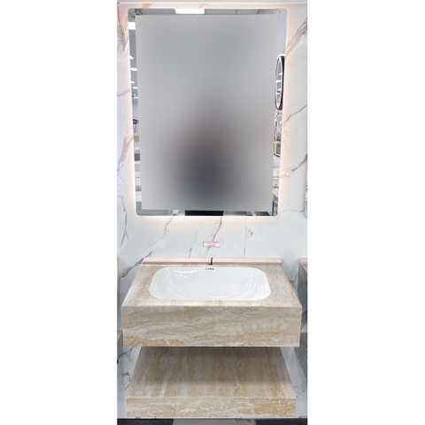 Bộ Lavabo tủ đá bóng Caro CA-028 bóng gương led 6 tấc tràn viền