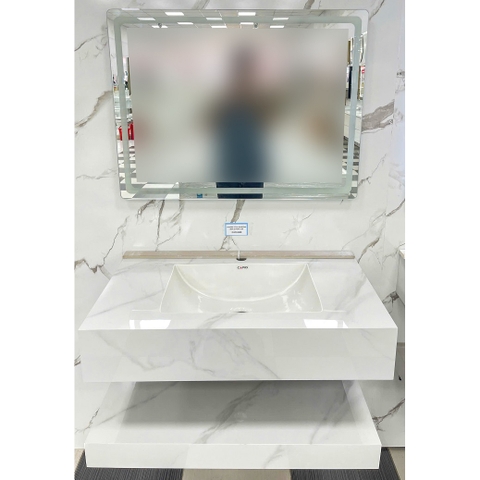 Bộ Lavabo tủ đá bóng Caro CA-029 bóng gương led 8 tấc tràn viền
