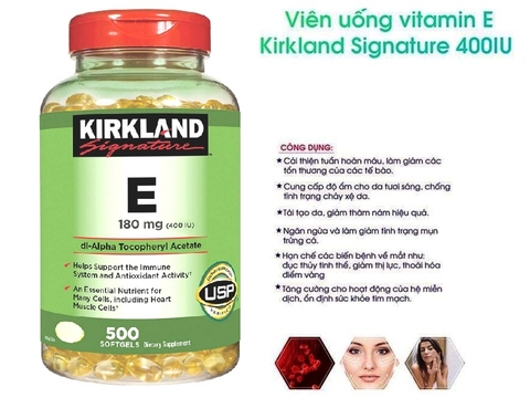 Vitamin E Mỹ Kirkland Signature E 180mg (400 IU)  500 Viên