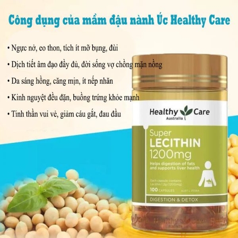 Viên Uống Mầm Đậu Nành Healthy Care Super Lecithin 1200mg (100 Viên)