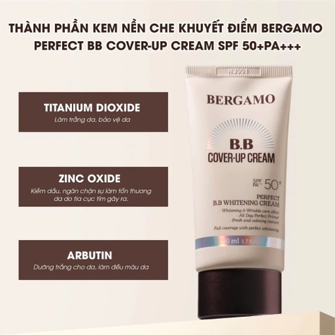Kem Nền Che Khuyết Điểm Bergamo Perfect Bb Cover-up Cream SPF 50+/PA+++ Kiềm Dầu, Bền Màu & Lâu Trôi Hàn Quốc 50ml