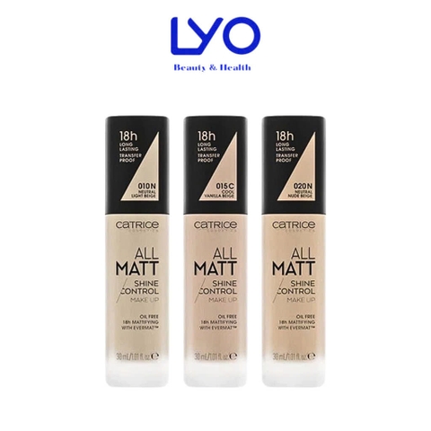 Kem Nền Kiềm Dầu 18h Catrice All Matt Plus Shine Control Make Up Che Phủ Cao, Lâu Trôi Suốt 18h 30ml