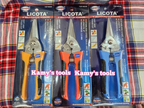 Kéo cắt cành cây Licota mỏ cong 8 inch TGP-00387 ,  mỏ thẳng 8 inch TGP-00248 hoặc 6 inch TGP-00248-6 ( kéo tỉa cành)